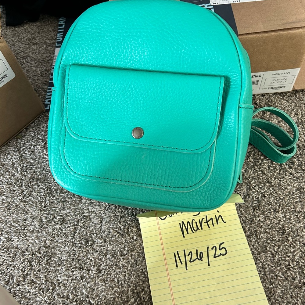 Chic Turquoise Leather Backpack by Portland leather goods